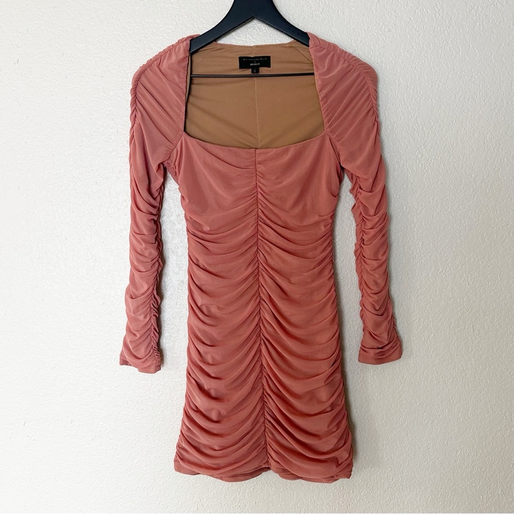 Michael Costello X‎ Revolve Franky Mini Dress Mauve Pink Ruched Size L
